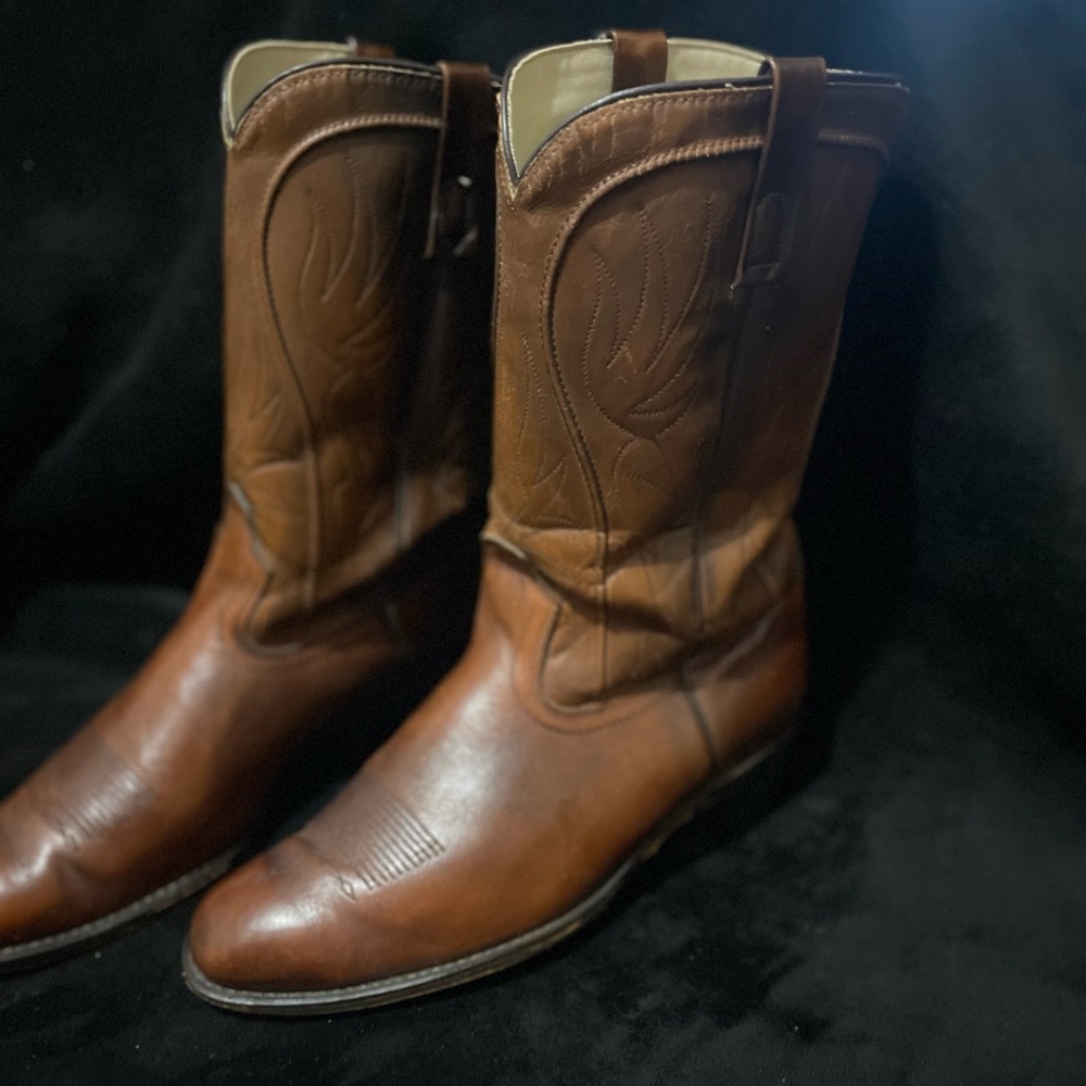 ACME Tan Leather Cowboy Boots